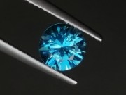 7.5mm precision brilliant cut blue zircon with excellent B grade color. 