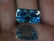 Blue Zircon Gemstone: 7ct+ trimmed baguette (octagon / step cut) sky blue Zircon from Cambodia
