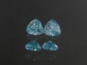 Matching pair of sky blue Zircon trialble/trillion calibrated at 6mm from Cambodia