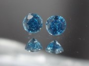 Matching pair of deep Swiss blue Zircon round calibrated at 5mm from Cambodia