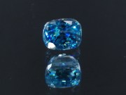 Blue Zircon cut in cushion, perfectly clean and affordable B+ color grade