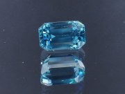 Cambolite (Blue Zircon) Gemstone: 7.7 Carats Trimmed Baguette (Octagon / Step Cut) Sky Blue C-Grade Blue Zircon Rectangle