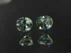 Pair of natural blue green yellow Sapphire oval calibrated at 6mm by 8mm