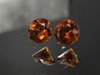 6.5mm wide calibrated pair of Hyacinth deep reddish orange natural zircon cut in round brilliant shape for earrings or studs jewelry