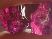 Purple Rhodolite rough rocks.