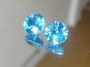 Buy a Large Blue Zircon Round Calibrated Pair from Cambodia