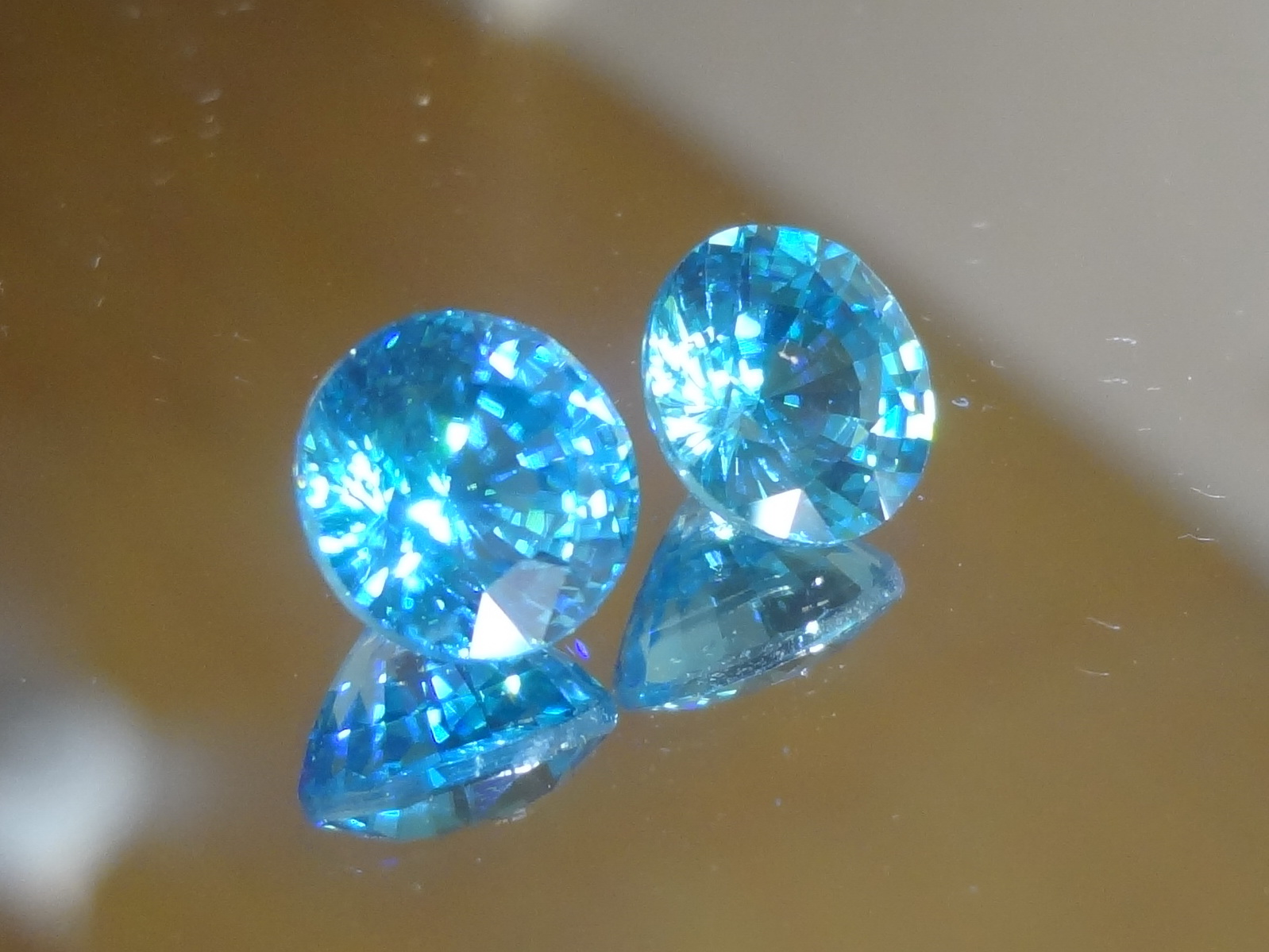 8mm Round Blue Zircon Calibrated Pair for Earrings